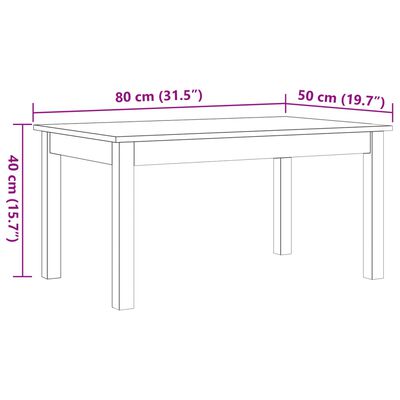 vidaXL Salontafel 80x50x40 cm massief grenenhout wasbruin