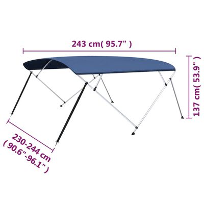 vidaXL Biminitop 4-boogs 243x(230-244)x137 cm marineblauw