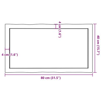 vidaXL Tafelblad natuurlijke rand 80x40x(2-4) cm eikenhout donkerbruin