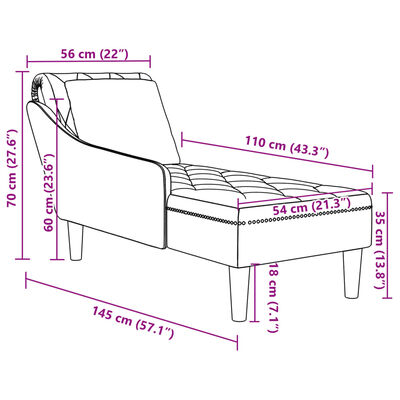 vidaXL Chaise longue met kussen en rechterarmleuning fluweel wijnrood