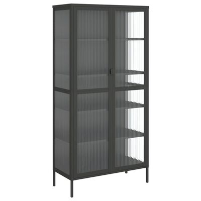 vidaXL Hoge kast 85x40x180 cm glas en staal zwart