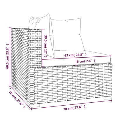 vidaXL 9-delige Loungeset met kussens poly rattan grijs