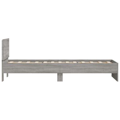 vidaXL Bedframe met hoofdbord en LED grijs sonoma eikenkleur 90x200 cm