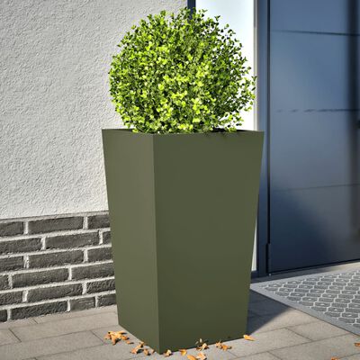 vidaXL Plantenbakken 2 st 45x45x75 cm staal olijfgroen