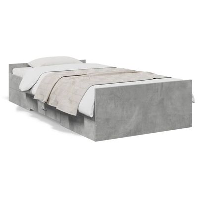 vidaXL Bedframe met lades bewerkt hout betongrijs 75x190 cm