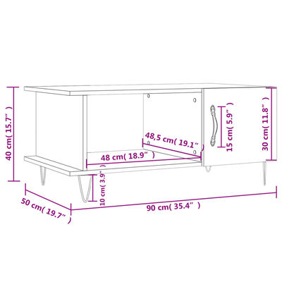 vidaXL Salontafel 90x50x40 cm bewerkt hout bruin eikenkleur