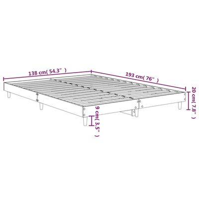 vidaXL Bedframe bewerkt hout zwart 135x190 cm