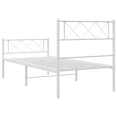 vidaXL Bedframe met hoofd- en voeteneinde metaal wit 90x190 cm