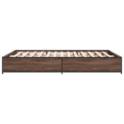 vidaXL Bedframe bewerkt hout metaal bruin eikenkleur 150x200 cm