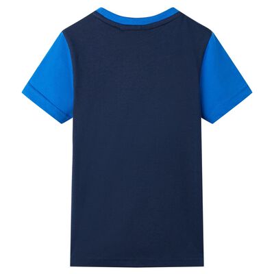 Kindershirt 140 blauw en marineblauw