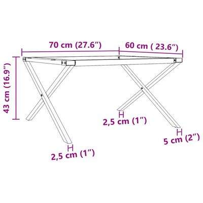 vidaXL Salontafelpoten X-frame 70x60x43 cm gietijzer