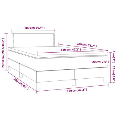 vidaXL Boxspring met matras en LED fluweel roze 120x200 cm