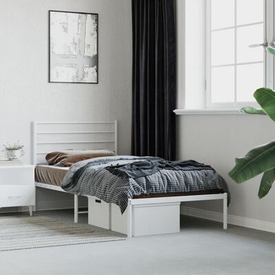 vidaXL Bedframe met hoofdbord metaal wit 100x200 cm