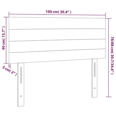 vidaXL Hoofdbord 100x5x78/88 cm fluweel donkergrijs