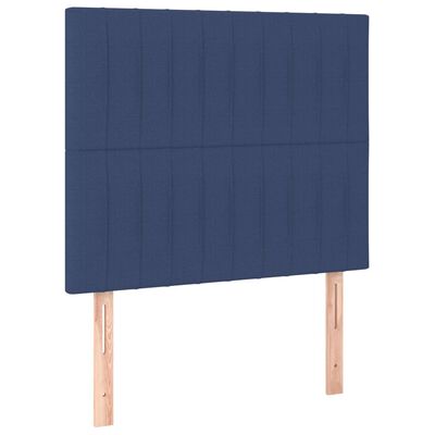 vidaXL Hoofdbord LED 100x5x118/128 cm stof blauw