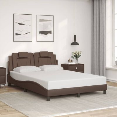 vidaXL Bedframe met hoofdbord kunstleer bruin 120x200 cm