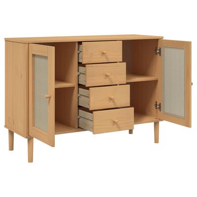 vidaXL Dressoir SENJA rattan-look 112x40x80 cm grenenhout bruin