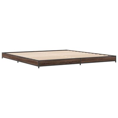 vidaXL Bedframe bewerkt hout metaal bruin eikenkleur 180x200 cm