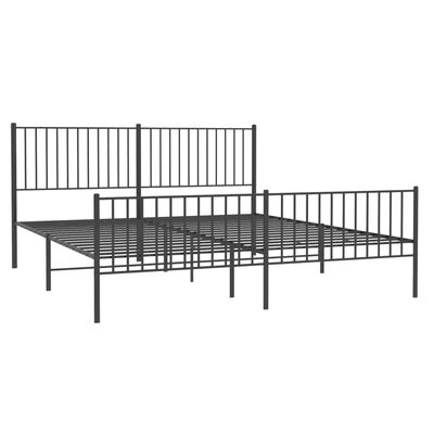 vidaXL Bedframe met hoofd- en voeteneinde metaal zwart 183x213 cm