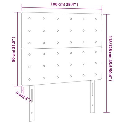 vidaXL Hoofdbord LED 100x5x118/128 cm fluweel donkergrijs