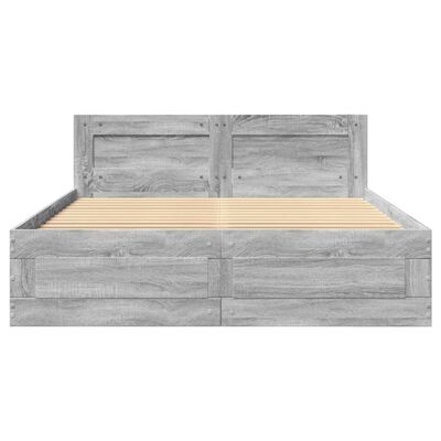 vidaXL Bedframe met hoofdeinde bewerkt hout grijs sonoma 140x190 cm