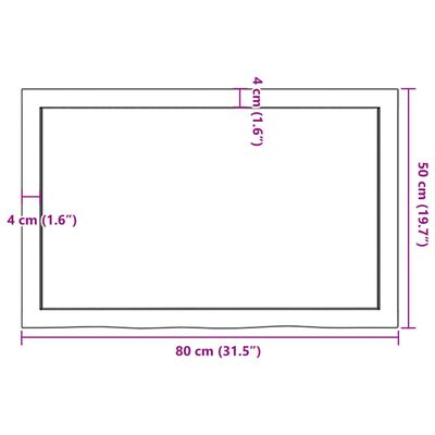 vidaXL Tafelblad 80x50x(2-6) cm onbehandeld massief eikenhout