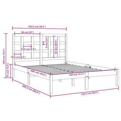 vidaXL Bedframe massief hout 120x200 cm