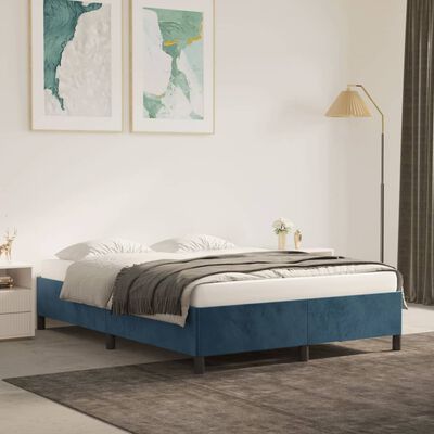 vidaXL Bedframe fluweel donkerblauw 140x190 cm