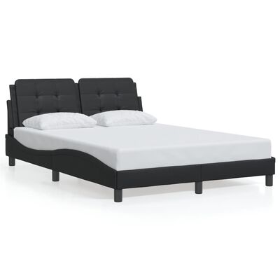 vidaXL Bedframe met LED-verlichting kunstleer zwart 140x190 cm