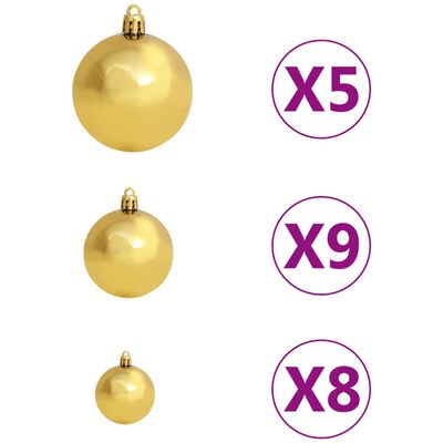 vidaXL Kunstkerstboom met verlichting en kerstballen 150 cm PVC roze