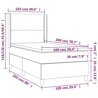 vidaXL Boxspring met matras en LED kunstleer zwart 100x200 cm