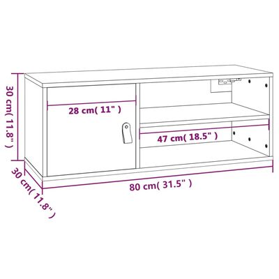 vidaXL Wandkasten 2 st 80x30x30 cm massief grenenhout grijs