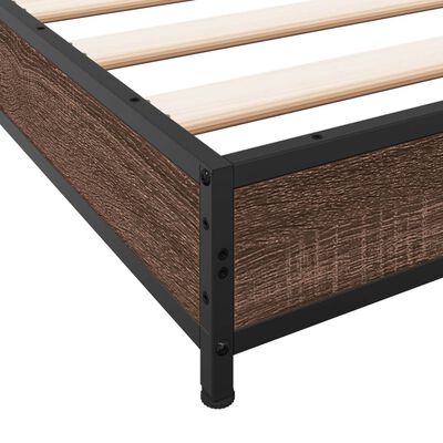 vidaXL Bedframe bewerkt hout metaal bruin eikenkleur 140x200 cm