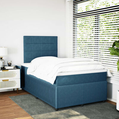 vidaXL Boxspring met matras fluweel blauw 120x190 cm