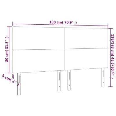 vidaXL Hoofdborden 4 st 90x5x78/88 cm stof donkergrijs