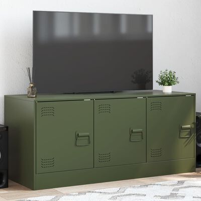 vidaXL Tv-meubel 99x39x44 cm staal olijfgroen