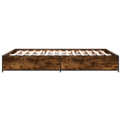 vidaXL Bedframe bewerkt hout metaal gerookt eikenkleurig 120x190 cm