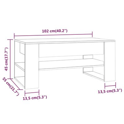 vidaXL Salontafel 102x55x45 cm bewerkt hout wit