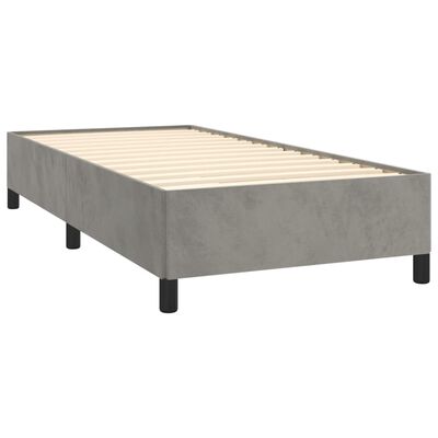 vidaXL Boxspring met matras fluweel lichtgrijs 100x200 cm