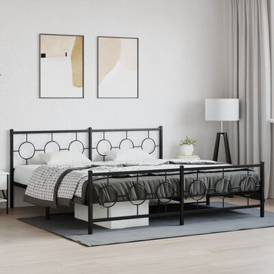 vidaXL Bedframe met hoofd- en voeteneinde metaal zwart 200x200 cm