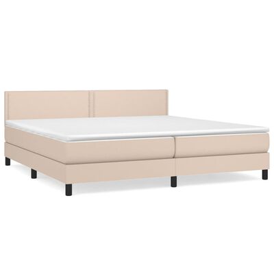 vidaXL Boxspring met matras kunstleer cappuccinokleurig 200x200 cm