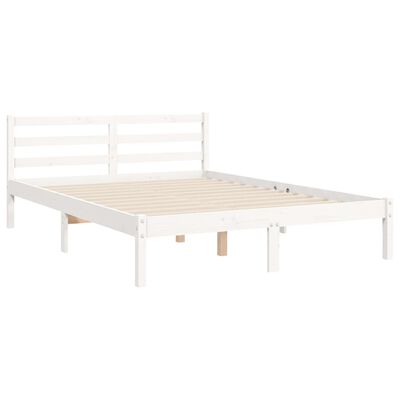 vidaXL Bedframe met hoofdbord massief hout wit