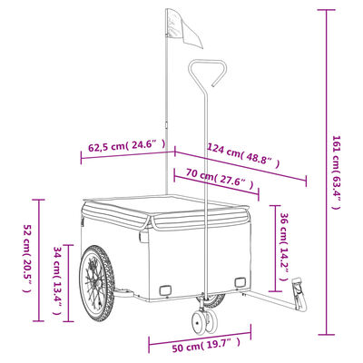 vidaXL Fietstrailer 45 kg ijzer zwart en rood