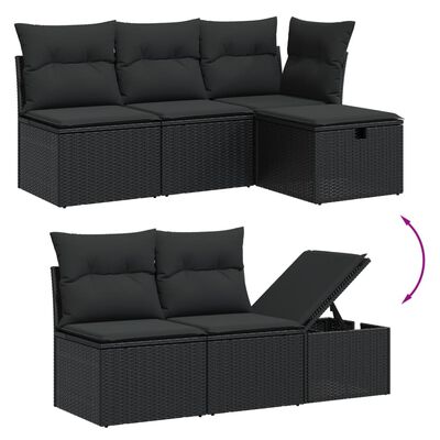 vidaXL 7-delige Loungeset met kussens poly rattan zwart