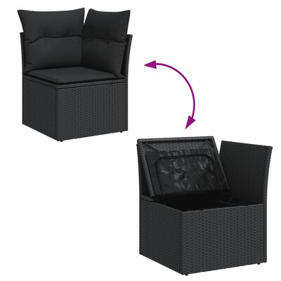 vidaXL 9-delige Loungeset met kussens poly rattan zwart