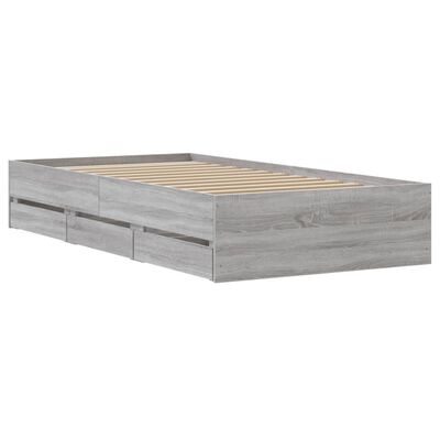 vidaXL Bedframe met lades bewerkt hout grijs sonoma eiken 90x190 cm