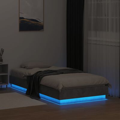 vidaXL Bedframe met LED-verlichting betongrijs 90x190 cm