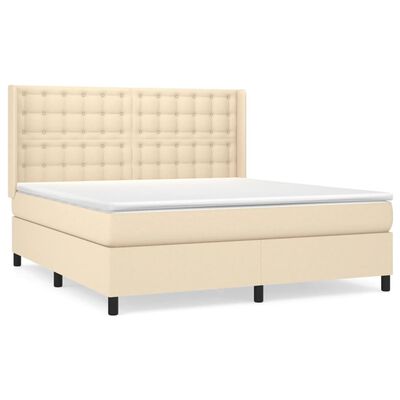 vidaXL Boxspring met matras stof crèmekleurig 160x200 cm