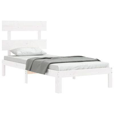 vidaXL Bedframe zonder matras massief grenenhout wit 90x200 cm