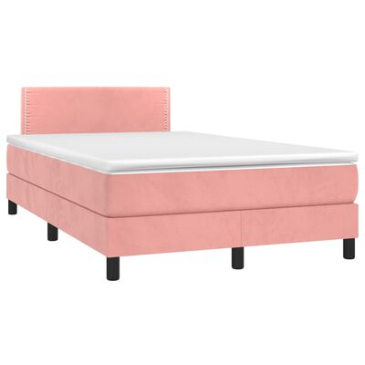 vidaXL Boxspring met matras fluweel roze 120x190 cm